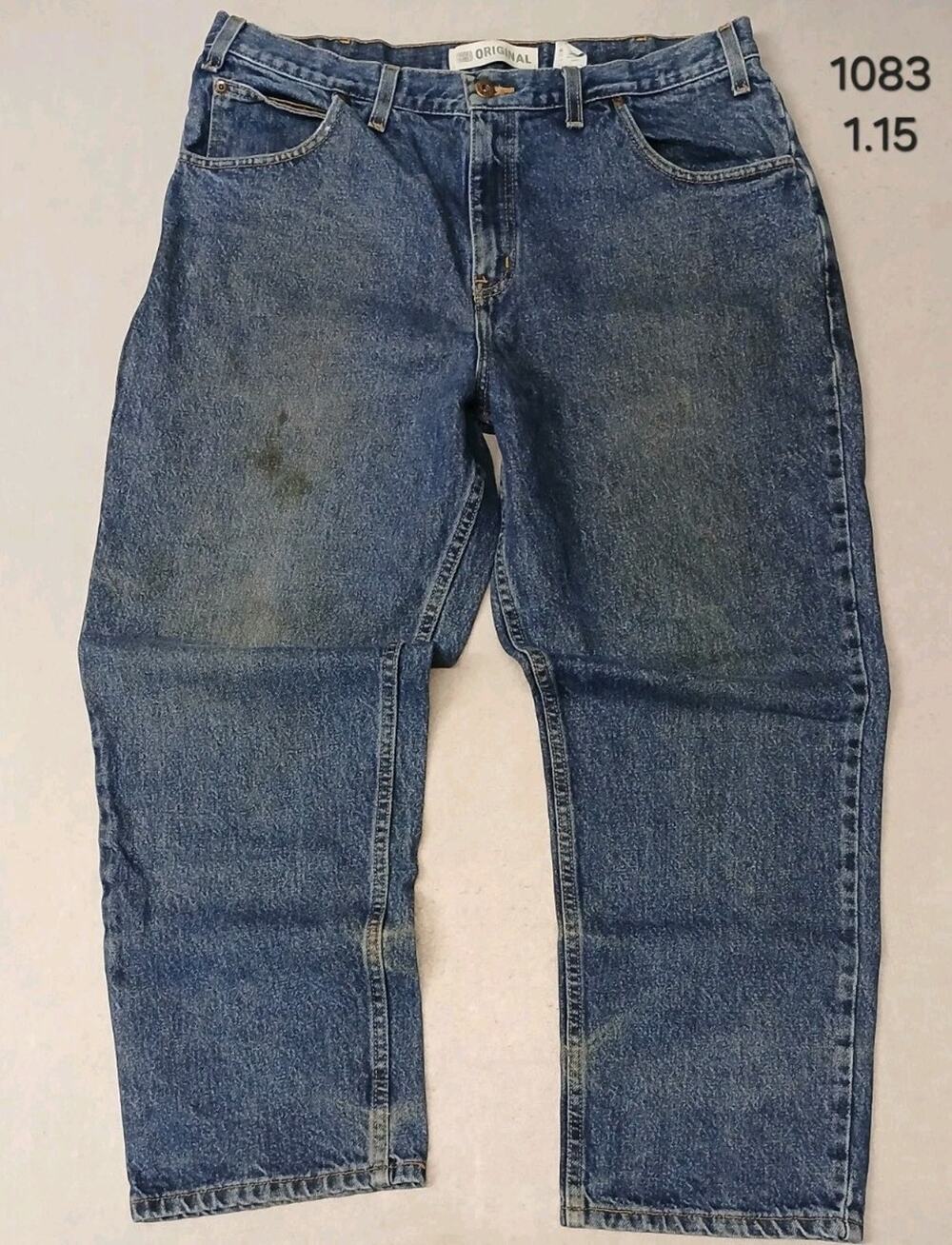 Faded Glory (38x29) Relaxed Distressed Blue Denim Jeans